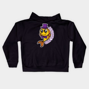 Sofishticated Fish Wearing Bow Tie and Top Hat Kids Hoodie